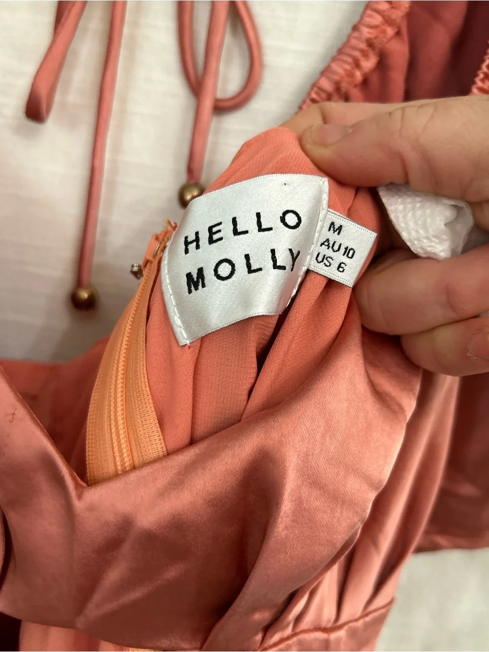 Hello Molly One Way Ticket Coral Slip Mini‎ Dress with Ruffle Detail and Cutouts